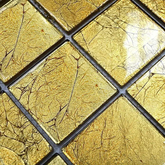 Mosaikfliese Quadrat Crystal Uni CM 4GO20 - 30 x 30 cm, Gold, Glänzend - Detailaufnahme
