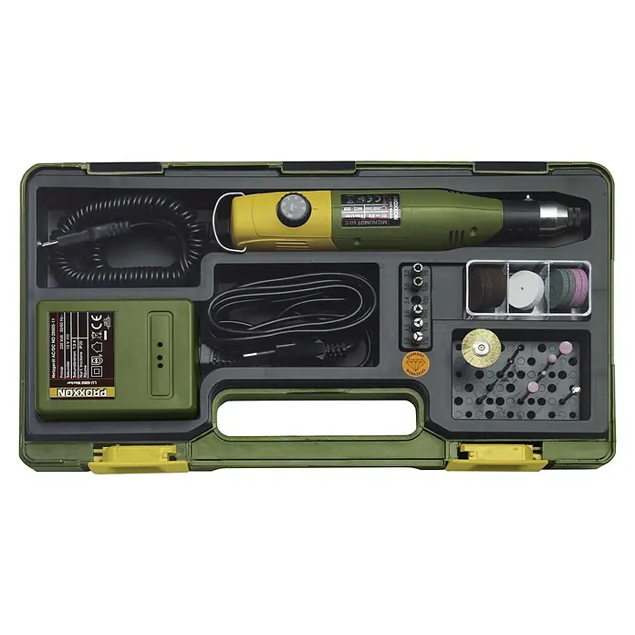 Proxxon Micromot Modellbau- & Gravier-Set 60 E - 12 - 18 V, 40 W, Spannbereich: 1 - 3,2 mm - Vorderansicht