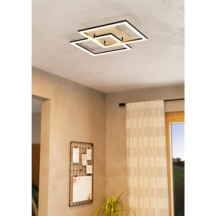 Eglo LED-Deckenleuchte LOMALTAS-Z - 32 W, L x B x H: 77 x 49,5 x 8,5 cm, Schwarz/Braun - Stimmungsaufnahme