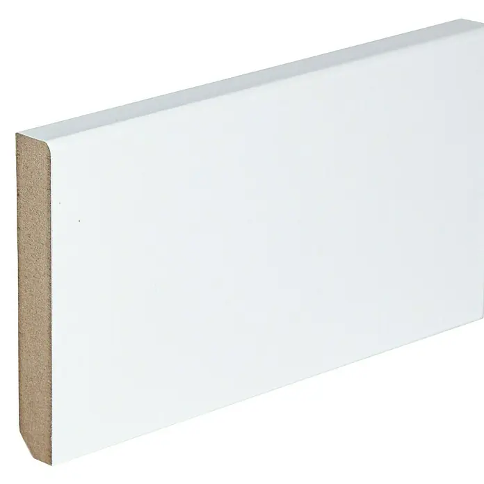 Rufete Pack de zócalo lacado - 2,25 m x 12 mm x 90 mm, Blanco, 5 ud. - Vista angular