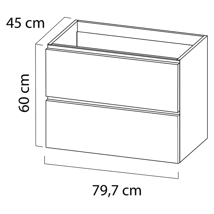 Tiger Loft Wastafelonderkast - l x b x h: 45 x 79,7 x 60 cm, Mat Zwart - Blauwdruk