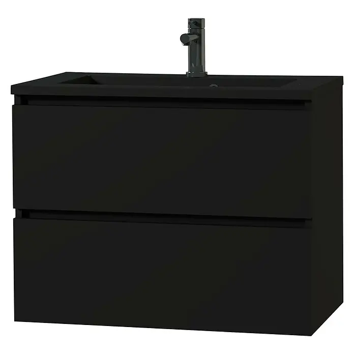 Tiger Loft Wastafelonderkast - l x b x h: 45 x 79,7 x 60 cm, Mat Zwart - Diagonaal zicht