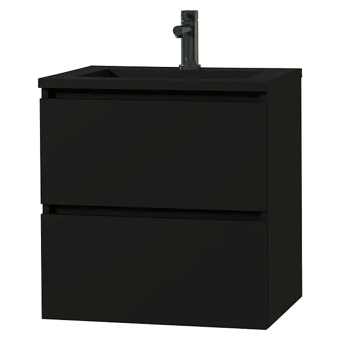 Tiger Loft Wastafelonderkast - l x b x h: 45 x 59,7 x 60 cm, Mat Zwart - Diagonaal zicht