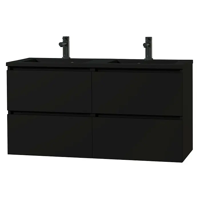 Tiger Loft Wastafelonderkast - l x b x h: 45 x 119,4 x 60 cm, Mat Zwart - Diagonaal zicht