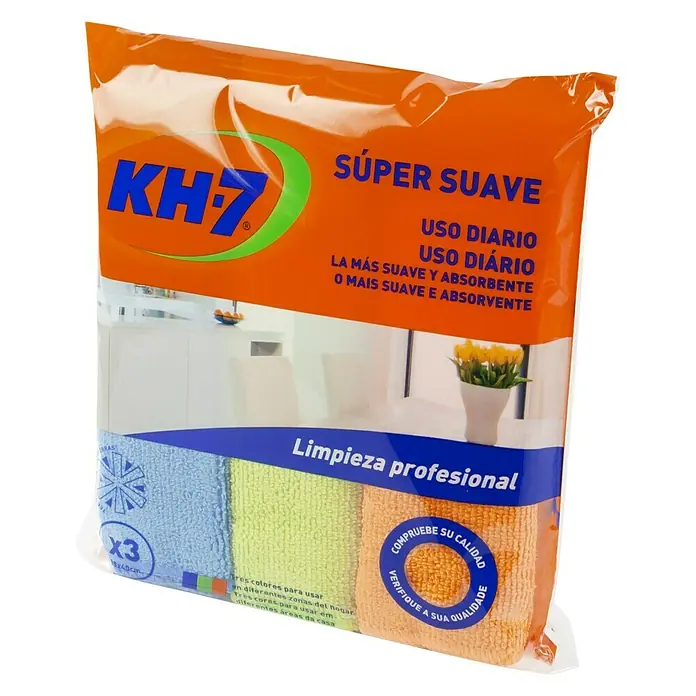 KH7 Bayetas multiuso suave - Multicolores, 3 uds., 40 x 38 cm - Vista angular