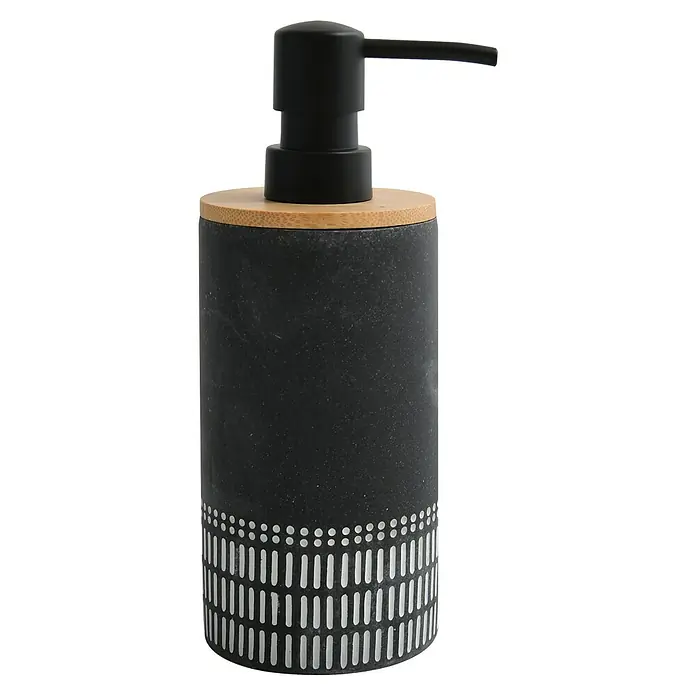 Spirella Dispensador de jabón Yuma - Poliresina, Negro - Vista angular
