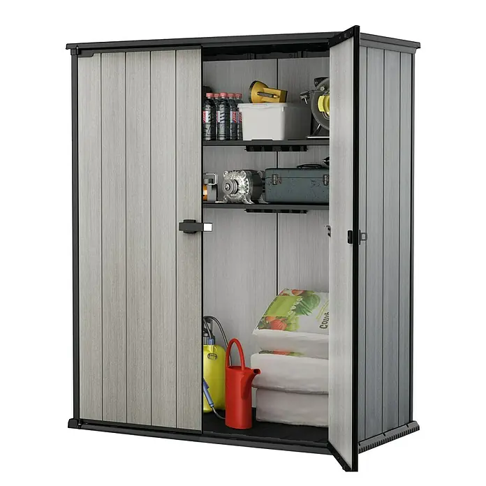 Keter Geräteschrank High Store Plus - Kunststoff, Grau - Diagonale Ansicht