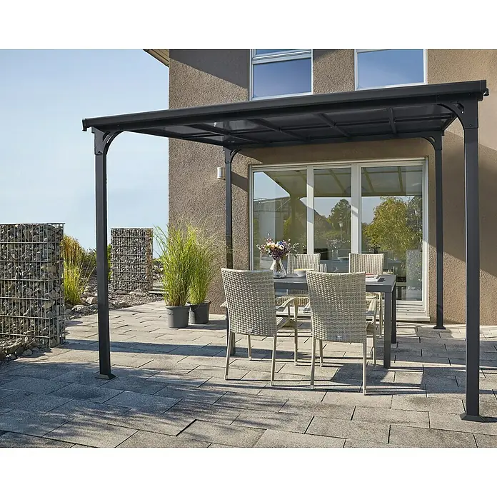 Sunfun Anstellpavillon Zypern - L x B: 300 x 300 cm, Anthrazit - Stimmungsaufnahme