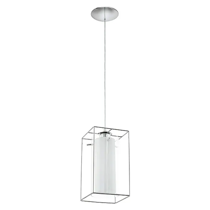 Eglo Lámpara colgante Loncino - 60 W, L x An x Al: 15 x 15 x 110 cm, Blanco/Cromado, E27