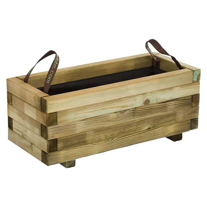 Forest-Style Macetero para plantas Baroque - Dimensiones externas (L x An x Al): 70 x 30 x 28 cm, Madera, Natural