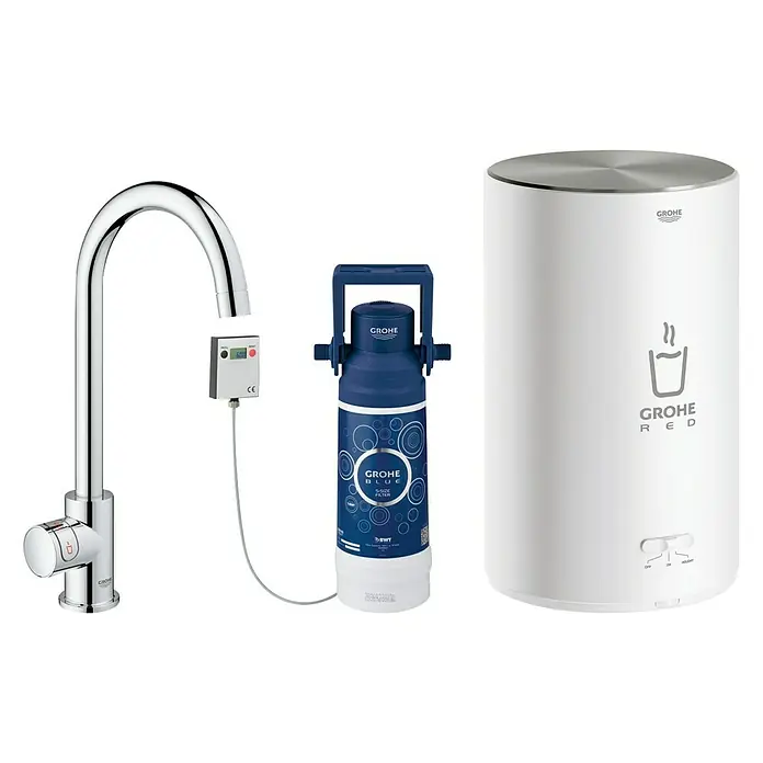 Grohe Standventil Red II Mono - C-Auslauf, Boiler: Größe M, Chrom - Vorderansicht