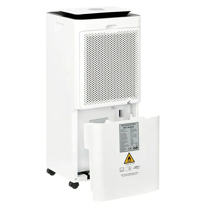 Proklima Luftentfeuchter - 400 W, Entfeuchtungsleistung: 20 l/Tag, L x B x H: 26,2 x 26,2 x 59 cm, Rollen - Diagonale Ansicht