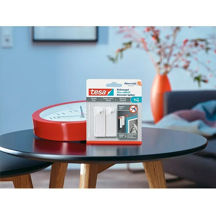 Tesa Clavo adhesivo - Apto para: Paredes pintadas, Carga soportada: 0,5 kg, 2 uds., Blanco