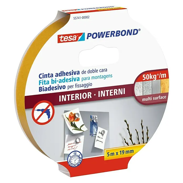 Tesa Powerbond Cinta de doble cara Interior - 5 m x 19 mm