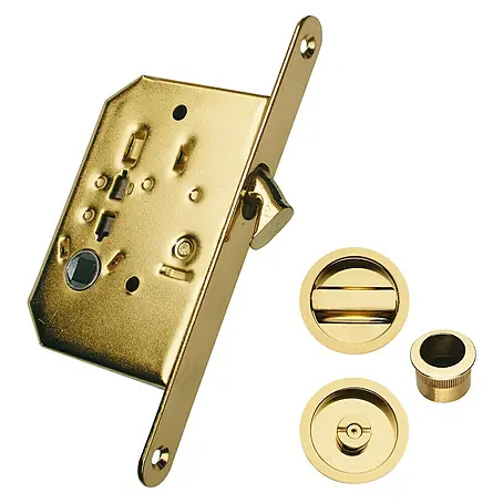 Juego de cerradura de puerta corredera Latón Pulido