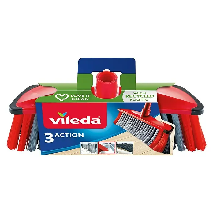 Vileda Escoba para barrer 3Action - Anchura escoba: 34,5 cm, PET reciclado - Vista frontal