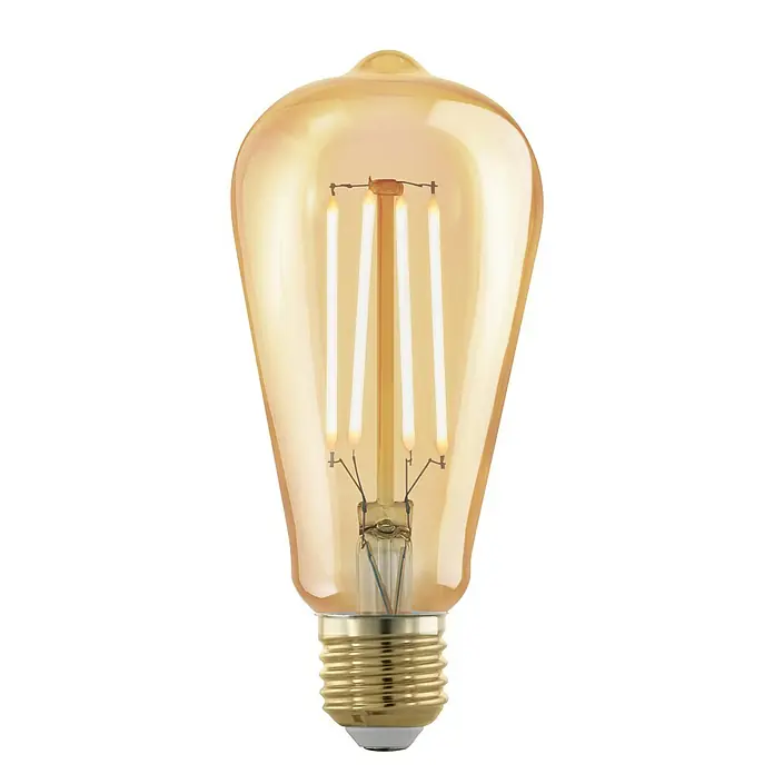Eglo Bombilla LED Golden Age - Pistón, 4 W, E27, Blanco cálido, Ø x L: 6,4 x 14,3 cm - Vista frontal