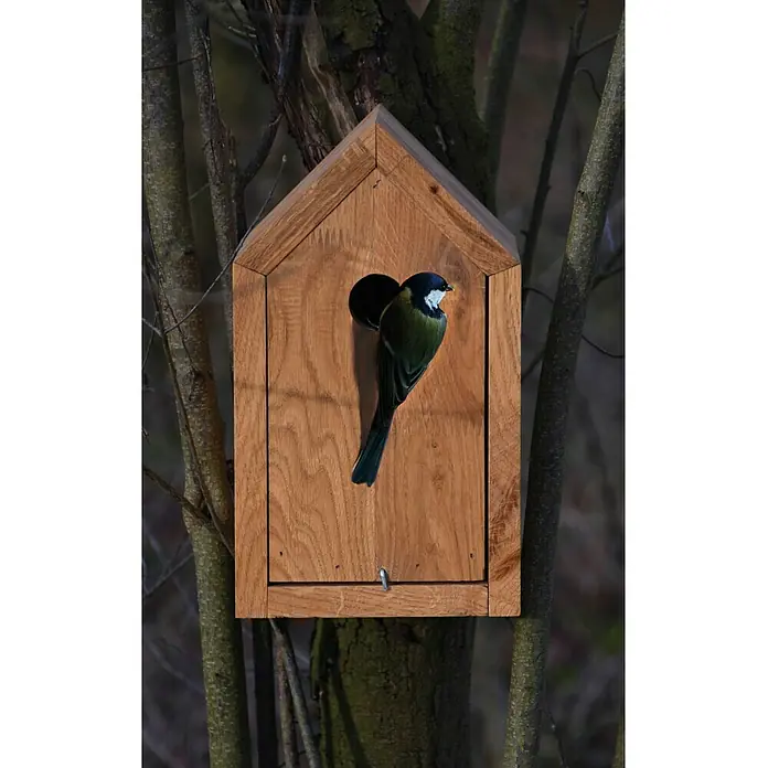 Dobar Vogelhaus Luxus - 16 x 16 x 28 cm, Natur, Holz - Stimmungsaufnahme