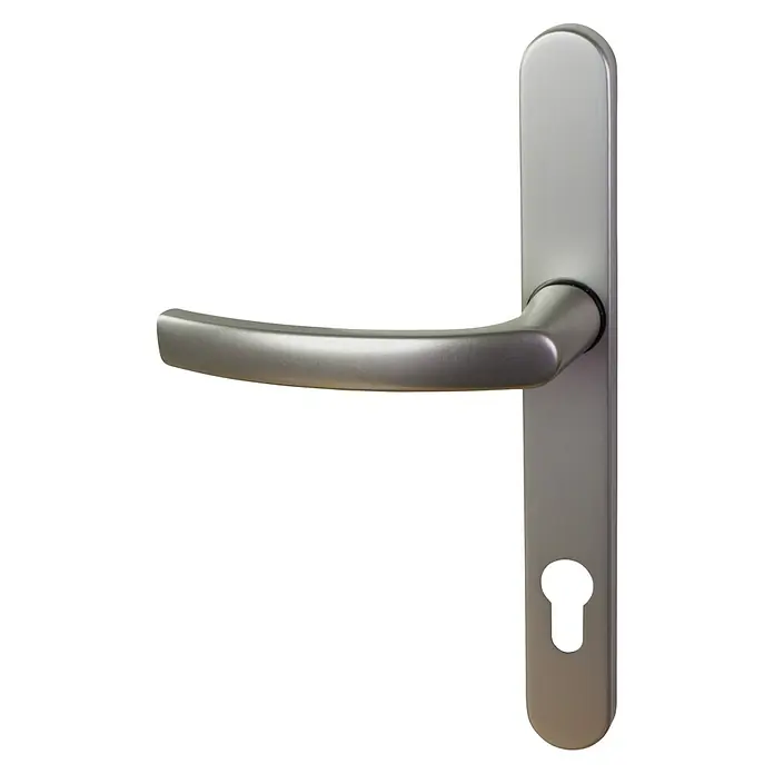 Solid Elements Drückergarnitur - Drücker mit Langschild, Titansilber - Diagonale Ansicht