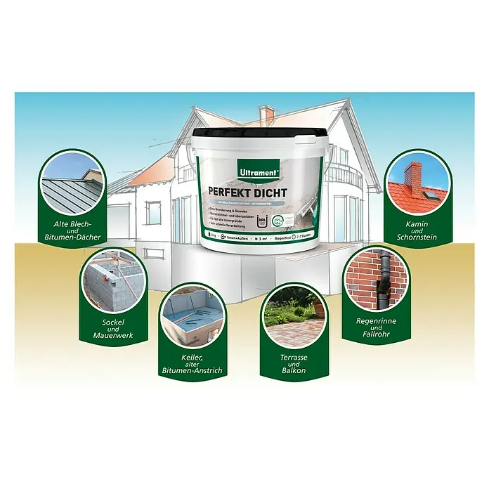 Ultrament Reaktivabdichtung Perfekt Dicht - 8 kg, 2-komponentig, Bitumenfrei - Informationsansicht
