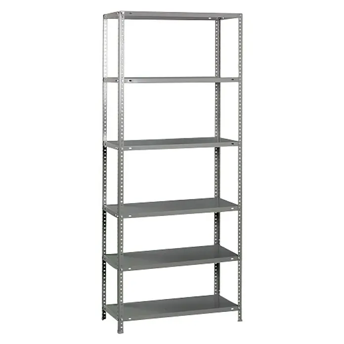 Simonrack Comfort Estantería metálica - L x An x Al: 30 x 90 x 200 cm, Capacidad de carga: 100 kg/balda, Número de baldas: 6 ud., Atornillado, Gris - Vista angular
