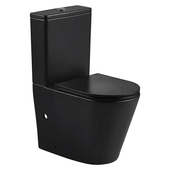Pack de WC Roma - Sin borde de descarga, Salida WC: Vertical, Negro - Vista angular