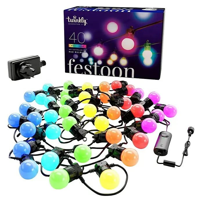 Twinkly LED svjetlosni lanac Festoon - Područje uporabe: Na otvorenom, 20 m, Boja svjetla: RGB - Dijagonalni pogled
