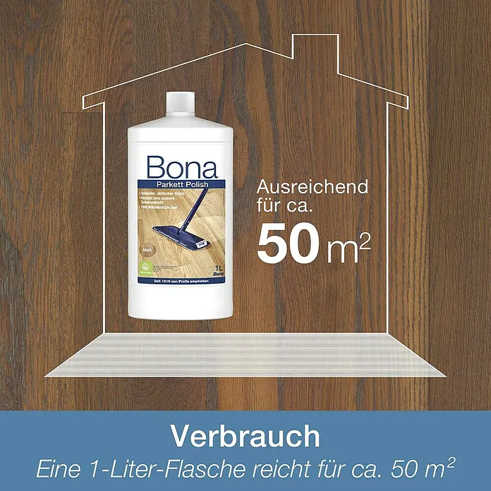 Bona Pflegemittel Polish - 1 l, Matt, Geeignet für: Parkett - Informationsansicht