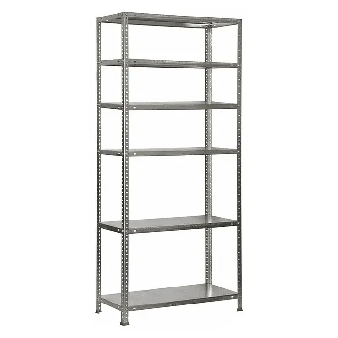 Simonrack Comfort Estantería metálica Superplus - L x An x Al: 30 x 110 x 200 cm, Capacidad de carga: 90 kg/balda, Número de baldas: 6 ud., Atornillado, Galvanizado - Vista angular