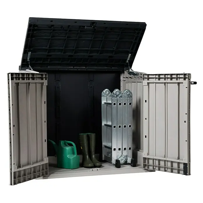 Toomax Afvalcontainerbox Stora Way - Kunststof, Taupe/antraciet - Diagonaal zicht