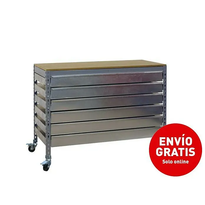 Simonrack Simonwork Banco de trabajo BT5 Box Mobile - L x An x Al: 76 x 151 x 95 cm, Capacidad de carga: 120 kg, Gris - Imagen de campaña