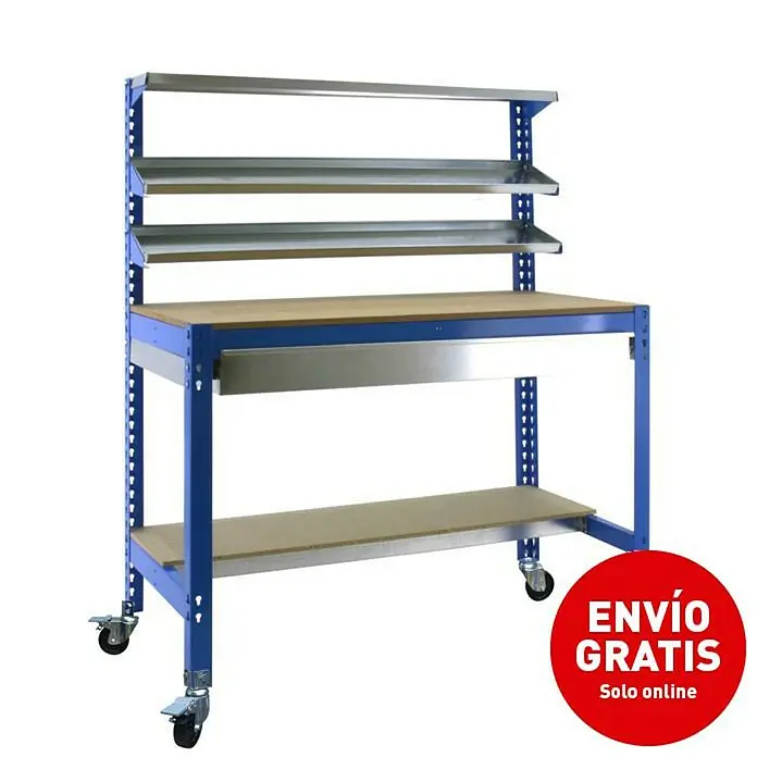 Simonrack Simonwork Banco de trabajo BT1 Box Mobile - L x An x Al: 61 x 121 x 144,5 cm, Capacidad de carga: 120 kg, Azul - Imagen de campaña