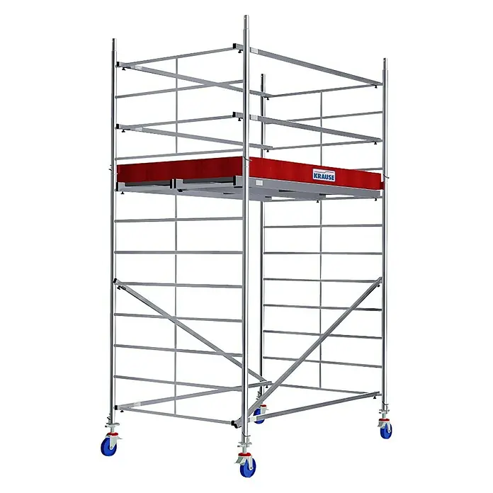 Krause ProTec XXL Rollgerüst Breitaufbau - Arbeitshöhe: 4,3 m, Bühnengröße: 2,4 m², Belastbarkeit Bühne: 480 kg - Linke Seitenansicht