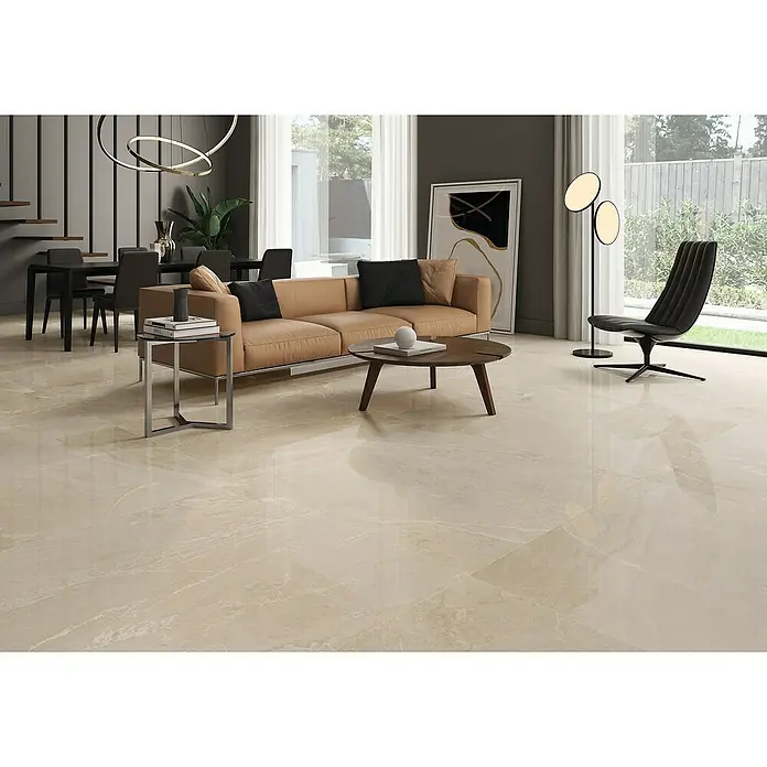 BHS Showroom Pavimento porcelánico Tempo - 120 x 120 cm, Nature, Rectificado, Brillante - Foto ambiente