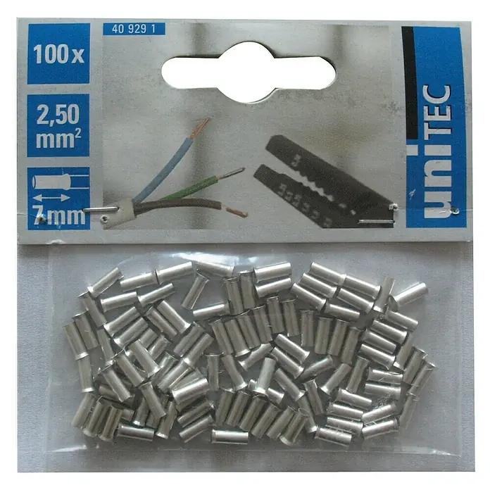 UniTEC Aderendhülse - 2,5 mm² x 7 mm, 100 Stk. - Vorderansicht