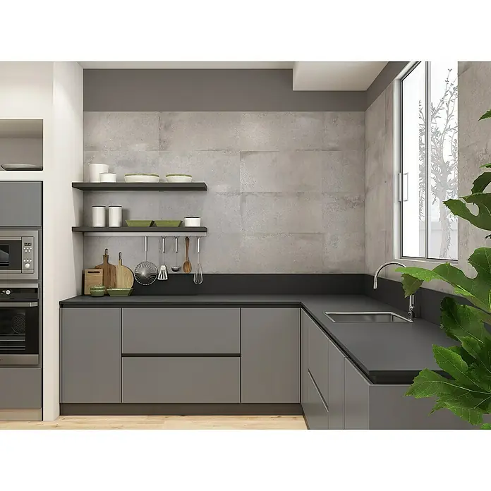 BHS Showroom Pavimento porcelánico Origin - 30 x 60 cm, Acero, Efecto cemento - Foto ambiente