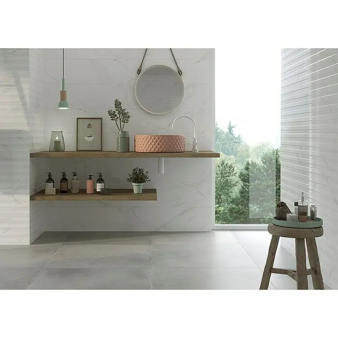 BHS Showroom Pavimento porcelánico Energy - 60 x 60 cm, Gris, Rectificado, Efecto cemento - Foto ambiente
