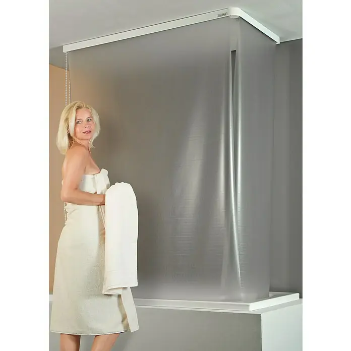 Eco-Dur Eck-Duschrollo - 62 x 137 x 240 cm, Uni, Silber - Anwendungsbeispiel