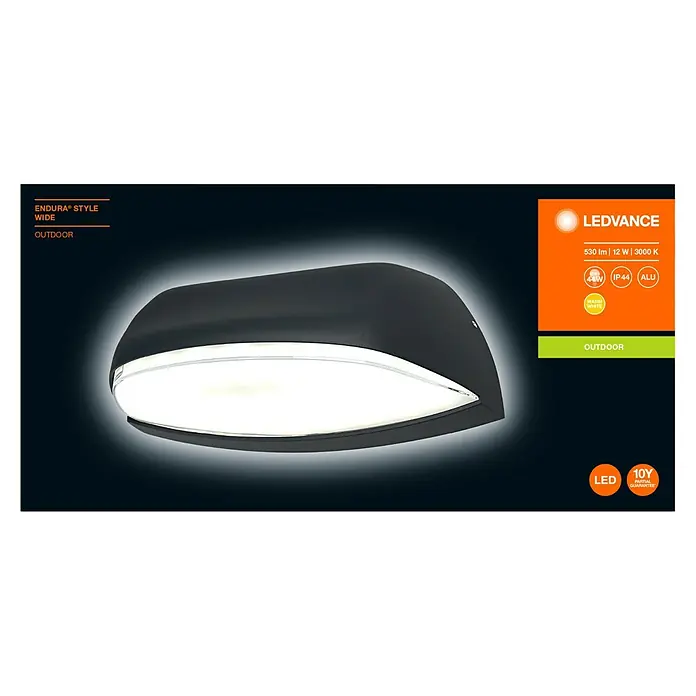 Ledvance LED-Außenwandleuchte Endura - 12 W, 21 x 8,6 x 9 cm, Dunkelgrau, IP44 - Vorderansicht