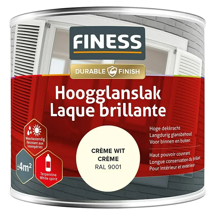 Finess Lak Hoogglans - Crème wit, 250 ml - Vooraanzicht