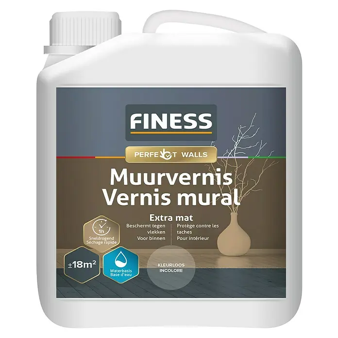 Finess Vernis Muur Extra Mat - Kleurloos, 1 l, Extra mat - Vooraanzicht