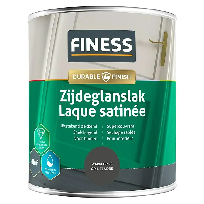 Finess Lak Zijdeglans - Warm grijs, 750 ml - Vooraanzicht
