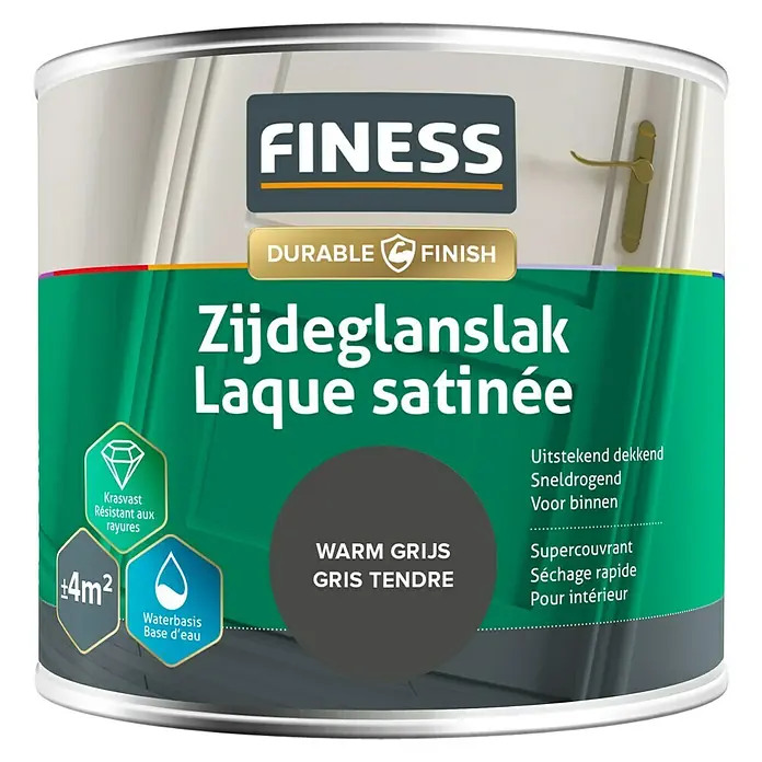 Finess Lak Zijdeglans - Warm grijs, 250 ml - Vooraanzicht