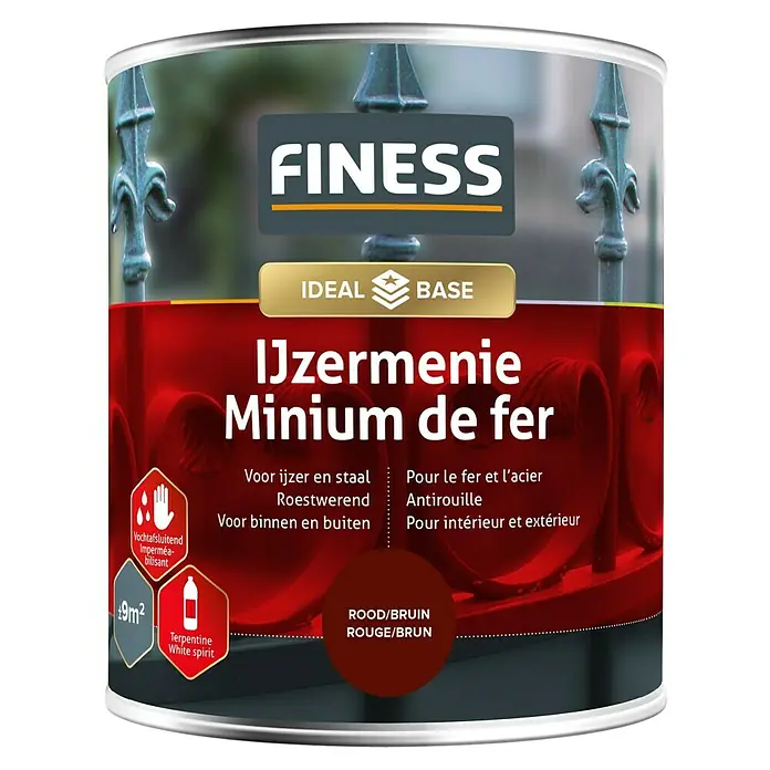 Finess Grondverf Ijzermenie - Rood/bruin, 750 ml - Vooraanzicht