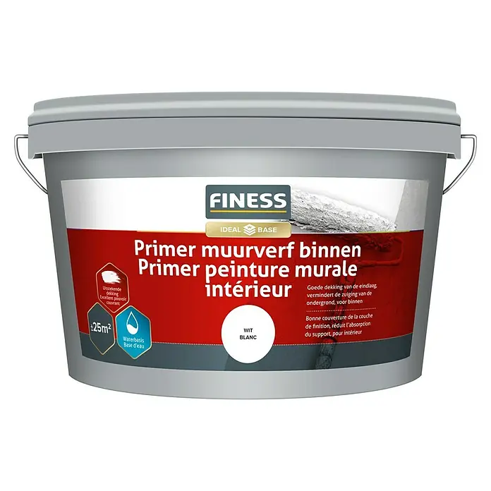 Finess Primer Muurverf Binnen - Wit, Mat, 2,5 l - Vooraanzicht