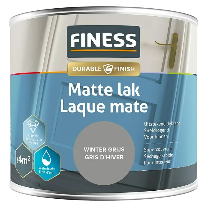 Finess Lak Mat - Winter grijs, 250 ml - Vooraanzicht