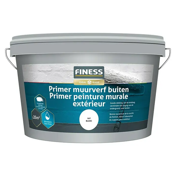 Finess Primer Muurverf Buiten - Wit, Mat, 2,5 l - Vooraanzicht