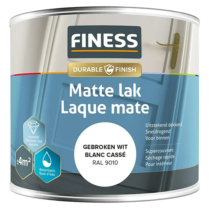 Finess Lak Mat - Gebroken wit, 250 ml - Vooraanzicht