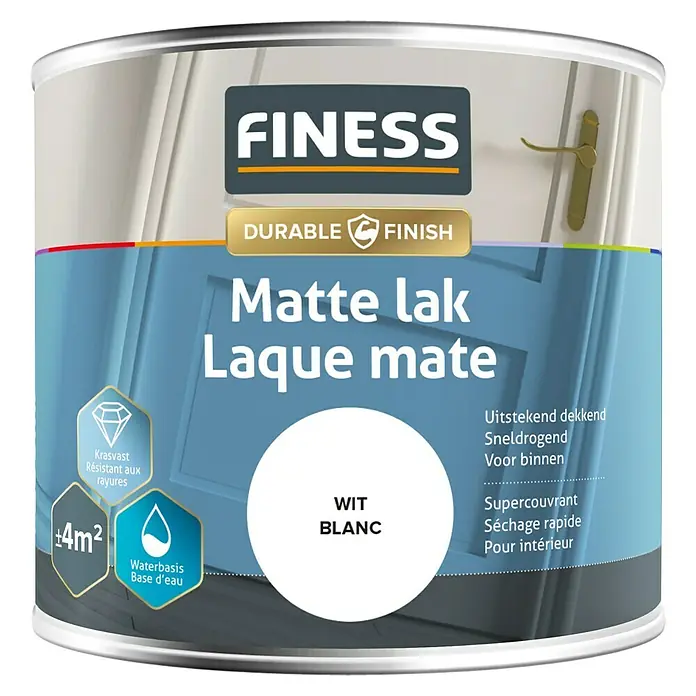 Finess Lak Mat - Wit, 250 ml - Vooraanzicht