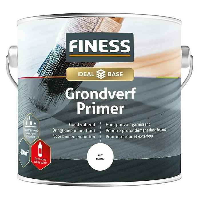 Finess Grondverf - Wit, 2,5 l - Vooraanzicht